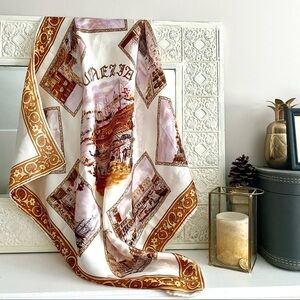 Vintage Souvenir Italian Venice Venezia Postcard Scarf